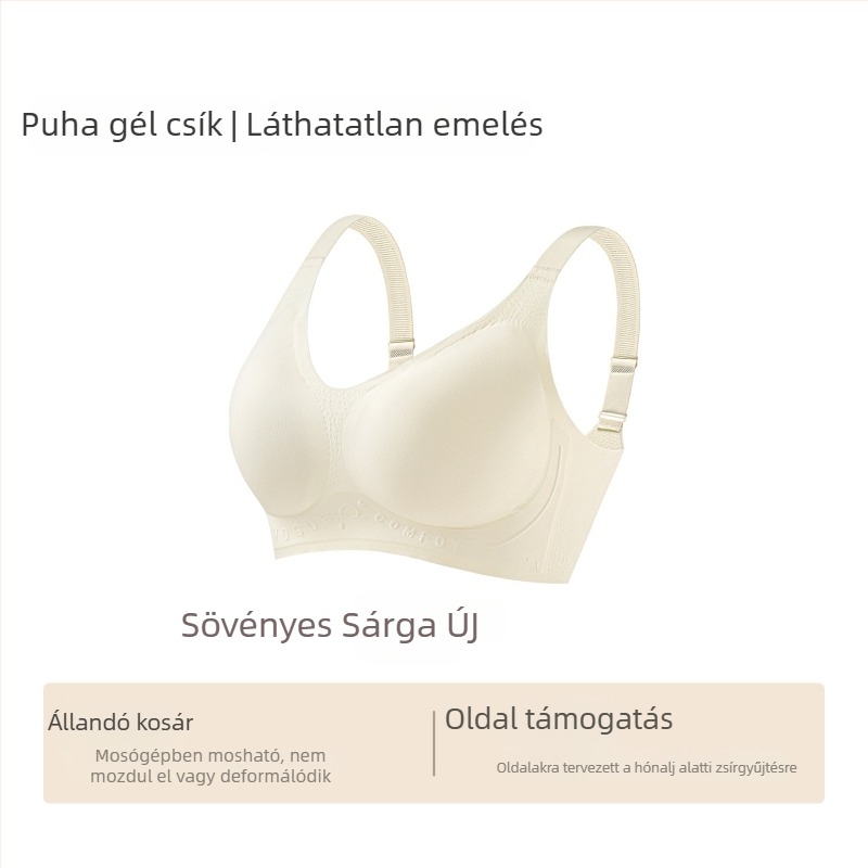 Sima varrás nélküli push-up melltartó, 3/4 kosár, vékony formázott kosár, fix vállpántok, hátul négy sor kapocs