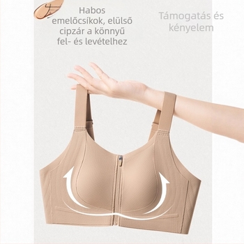 Elöl cipzáros melltartó nagy méretekhez – teljes kosár, emelés, tartás, ultranagy formázott kosarak