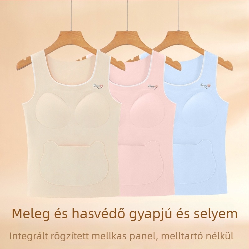 Lányok téli termális felső varrás nélküli hasvédővel; 91% poliészter, 4,5% elasztán, 2,5% viszkóz, 1% gyapjú, 1% selyem; 8 éves kortól gyermekek és tinédzserek számára (140 cm felett)