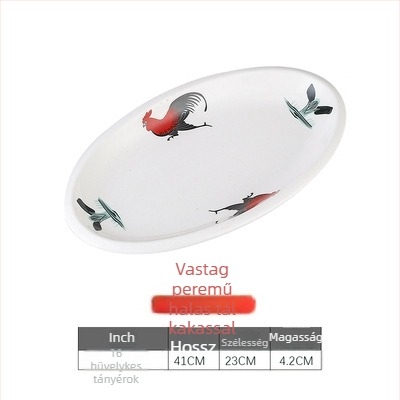 Rooster Series ovális kerámia halas tál – szabálytalan forma, virágos mintázat, mikrohullámú sütőbe tehető, szállodai és éttermi étkészlet, Yahipai