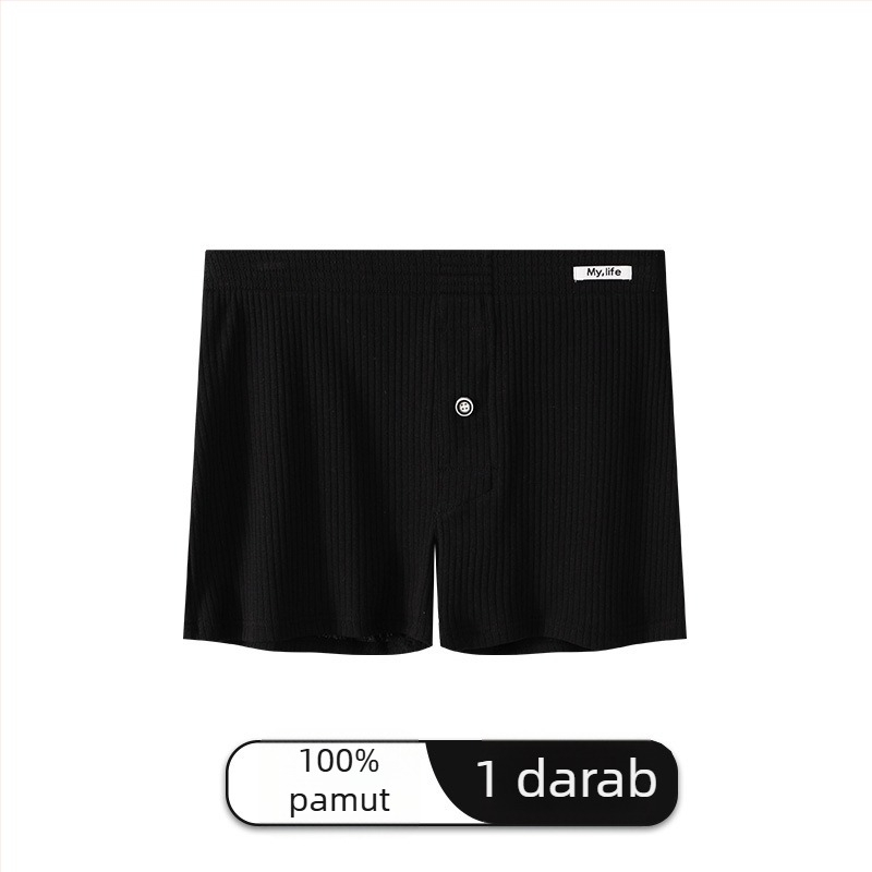 Férfi pamut boxer alsó, középső derék, kötött, légáteresztő, egyszínű