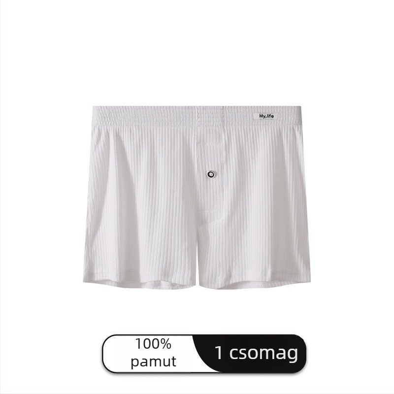 Férfi pamut boxer alsó, középső derék, kötött, légáteresztő, egyszínű