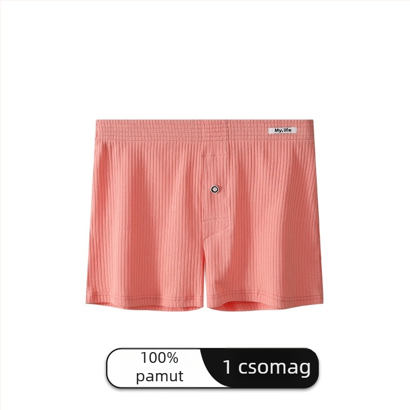 Férfi pamut boxer alsó, középső derék, kötött, légáteresztő, egyszínű