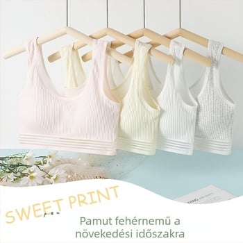 Pubertáskori lányoknak, gimnázium és általános iskola tanulói számára, légáteresztő hálós pamut top, vékony pamut, merevítő nélkül