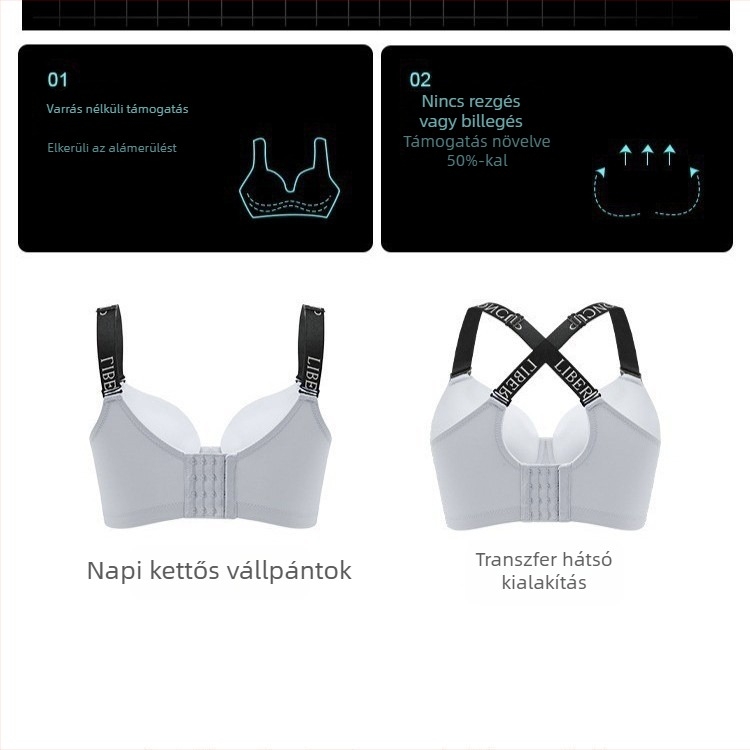 Melltartó varrás nélküli, feszesítő hatás, légáteresztő, push-up, levehető dupla vállpántok