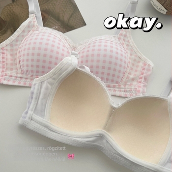 Csipkés kockás seamless push-up melltartó kismellű nőknek, vékony, puha támasz, drót nélküli