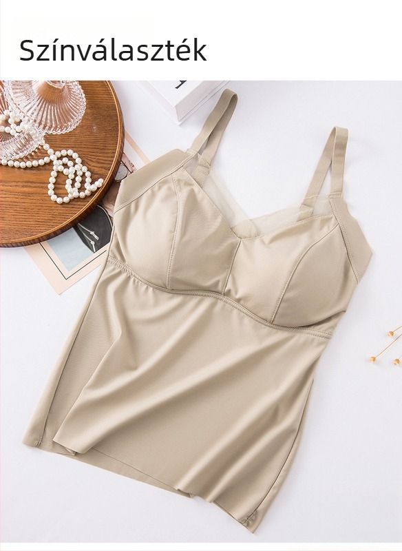 Széles vállú top Ice Silk/Nylon anyagból, állítható pántok, latex hátbetét, push-up, nyárra