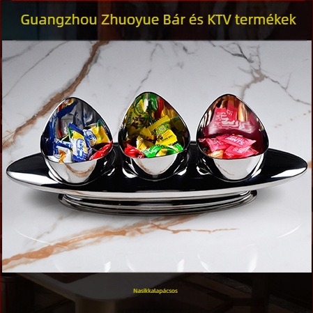 Rozsdamentes acélból készült hotelasztal-tálalókészlet – polírozott felület, kínai stílus; kiegészítők bár/éjszakai klubhoz: gyümölcstál, hamutál, jégvödör