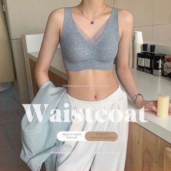 Sima varrás nélküli melltartó, veszt-stílusú push-up, 3/4 kosár, formázott kosár pamutból (felül vékony, alul vastag), fő anyag nylon 80–90%, bélés spandex, rögzített dupla vállpántok, hátsó formázó dizájn