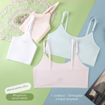 Gyerekeknek szóló camisola - Nylon, teljes kosár, csont nélküli, állítható pántok, nylon bélés (50–70%), lélegző Ice Silk