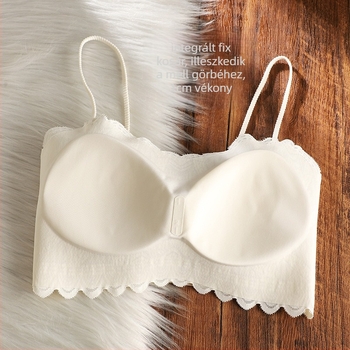 Drót nélküli csipkés bustier dupla pántokkal, varrásmentes, nyitott hátsó design