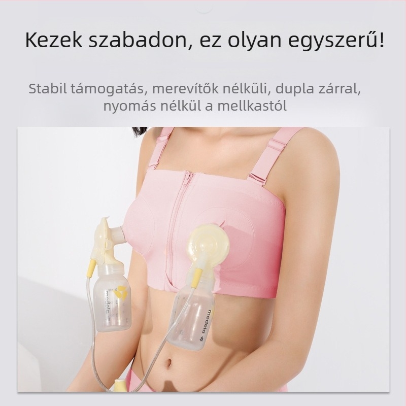 Pamutszoptatós melltartó elülső zárással és egy- vagy kétszárnyú cipzárral, postpartum, levehető dupla vállpántok