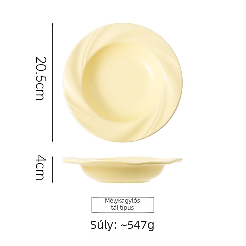 Porcelánból készült levesestál, kör alakú, modern letisztult stílus, mikrohullámú sütőben használható, szállodai és éttermi használatra