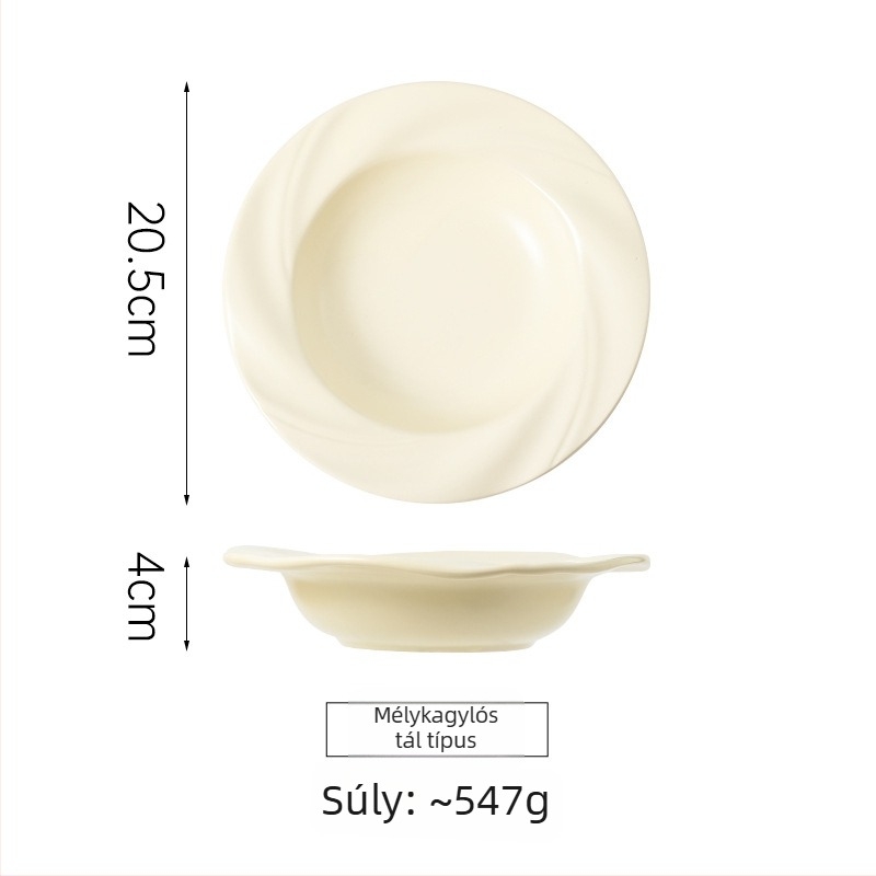 Porcelánból készült levesestál, kör alakú, modern letisztult stílus, mikrohullámú sütőben használható, szállodai és éttermi használatra