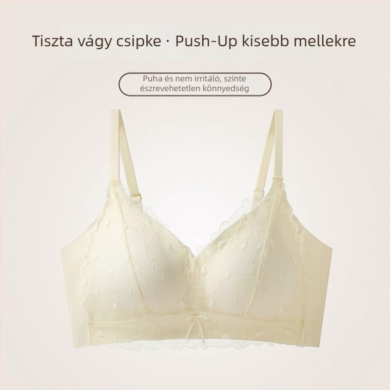 Vezeték nélküli melltartó csipkés díszítéssel, vékony kosárkák, 3/4 kosár, nylon, spandex bélés, lélegző