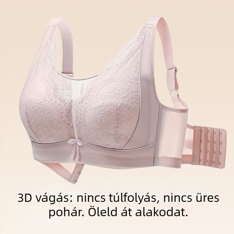 Csipéből készült nylonból készült formázó melltartó, vékony formázó kosár, fix dupla vállpántok, hátul négy sor kapocs