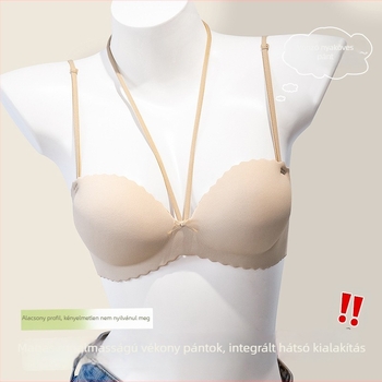Szemmentes push-up melltartó vállpánt nélküli oldalsó gyűjtéssel, 3/4 kosár, formázott pohár pamutból, bélés pamut 80–90%, hátul három soros zár