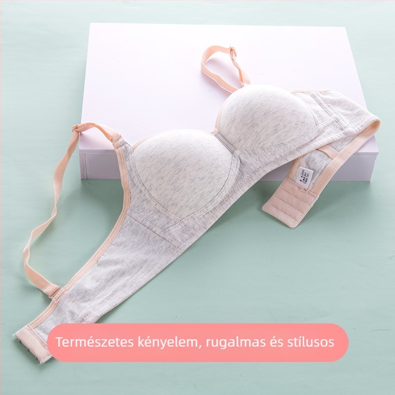 Kislányok pamutból készült formázott kosaras melltartó acélöv nélkül, hátul három sor zár, levehető dupla pántok, 3/4 kosár