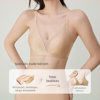 Melltartó nyúlfül alakú kosarakkal, nylon anyagú, ultra vékony formázott kosarak, rögzített dupla vállpántok, hátul három sor kapocs