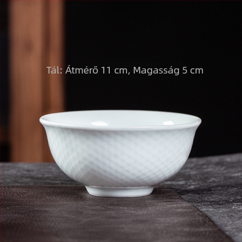 Porcelán étkezőszett hotellához, underglaze color, csíkos minta, 9 részes készlet