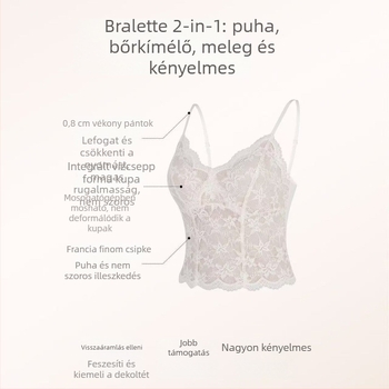 Francia stílusú csipkés camisole, 3/4-es kosár, habból formázott kosár, rögzített vállpántok
