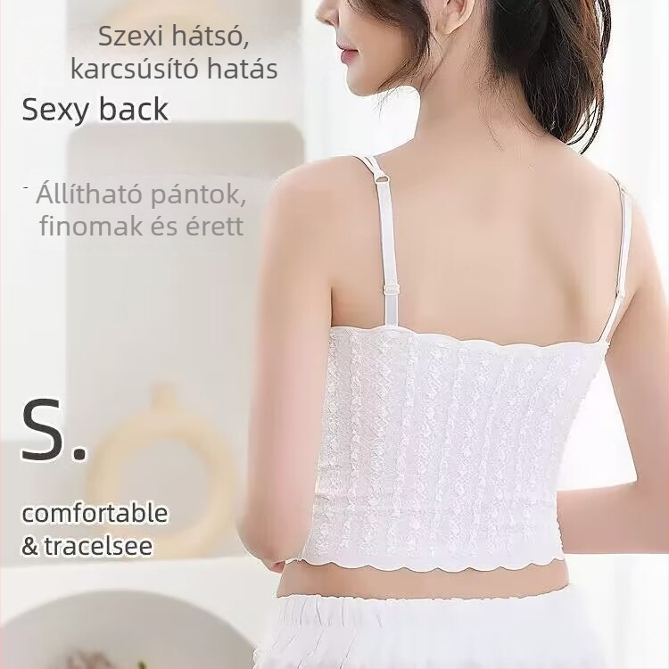 Nylon ice-silk melltartó felső, torát körbefogó top, 3/4 kosár, formázott kosár vékony felsővel és vastag alsóval, pántos stílus, légáteresztő és kényelmes