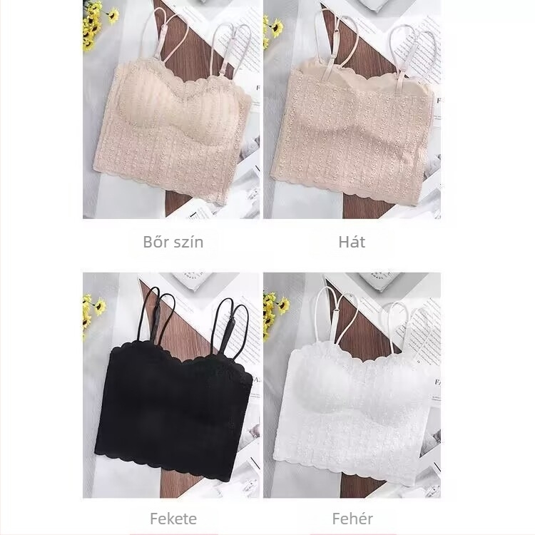 Nylon ice-silk melltartó felső, torát körbefogó top, 3/4 kosár, formázott kosár vékony felsővel és vastag alsóval, pántos stílus, légáteresztő és kényelmes