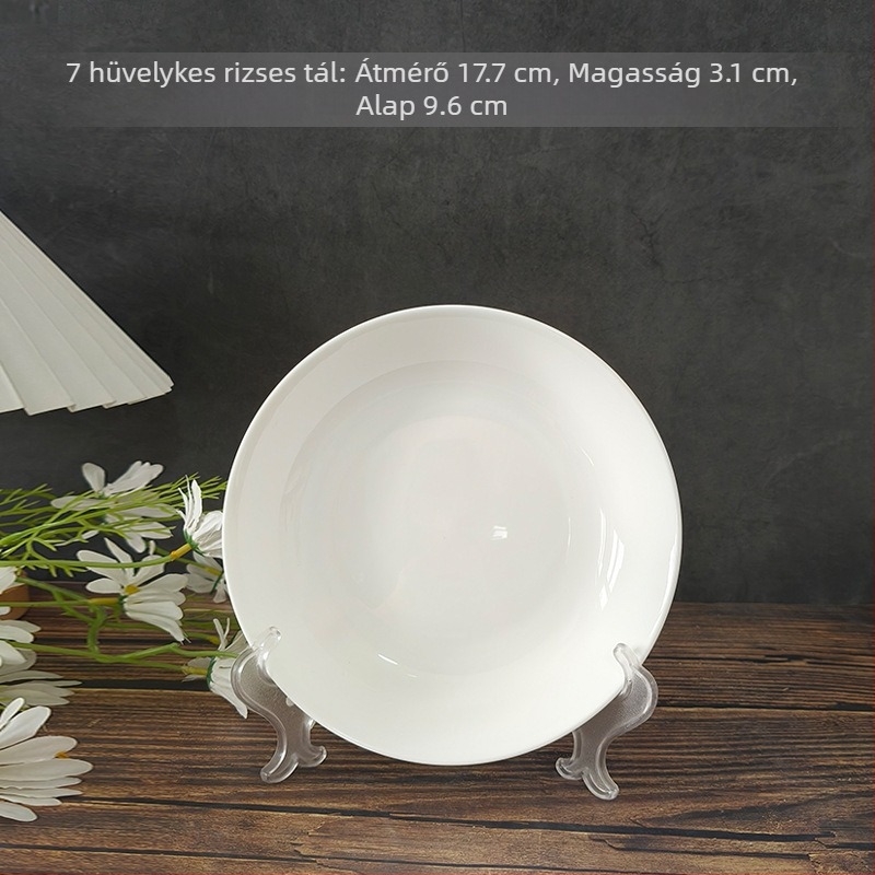 Csontporcelán mély tál, fehér, 15-16 cm átmérő, több méretben, nyomtatható kép, arany perem