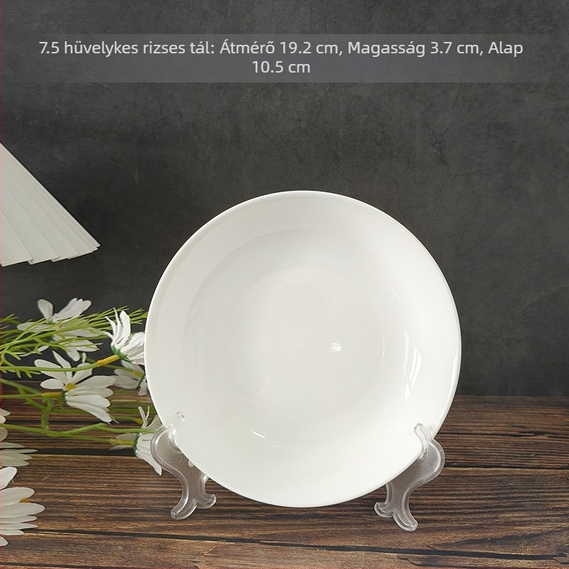 Csontporcelán mély tál, fehér, 15-16 cm átmérő, több méretben, nyomtatható kép, arany perem