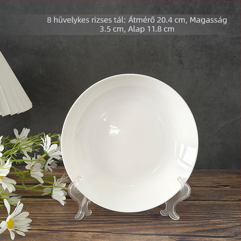 Csontporcelán mély tál, fehér, 15-16 cm átmérő, több méretben, nyomtatható kép, arany perem