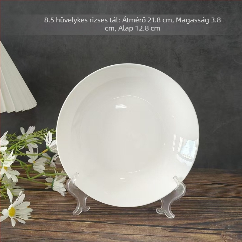Csontporcelán mély tál, fehér, 15-16 cm átmérő, több méretben, nyomtatható kép, arany perem