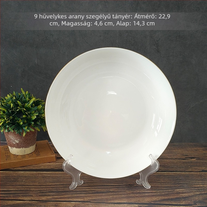 Csontporcelán mély tál, fehér, 15-16 cm átmérő, több méretben, nyomtatható kép, arany perem