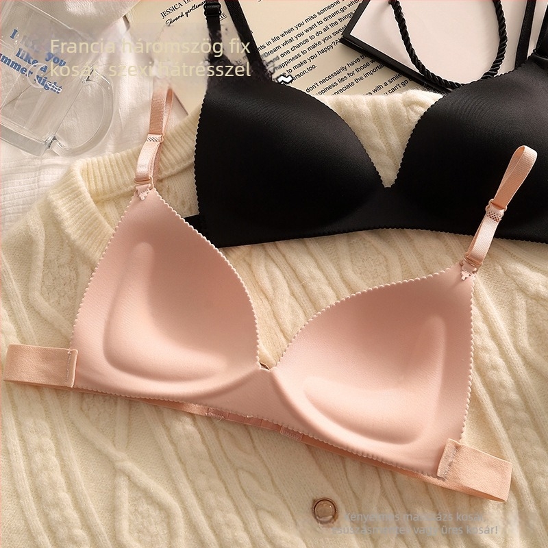 Francia stílusú háromszög kosaras bandeau melltartó, fejlesztett változat, varrat nélküli hátsó rész, nylon anyag, ultra vékony formázott kosár, teljes kosár, csúszásmentes