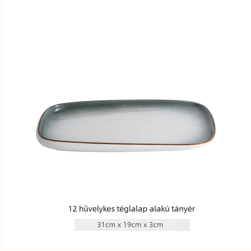 Szabálytalan formájú halas tál párolt halhoz – új csont porcelán kerámia, gradiens mintázat, kínai stílus, éttermi tálaláshoz