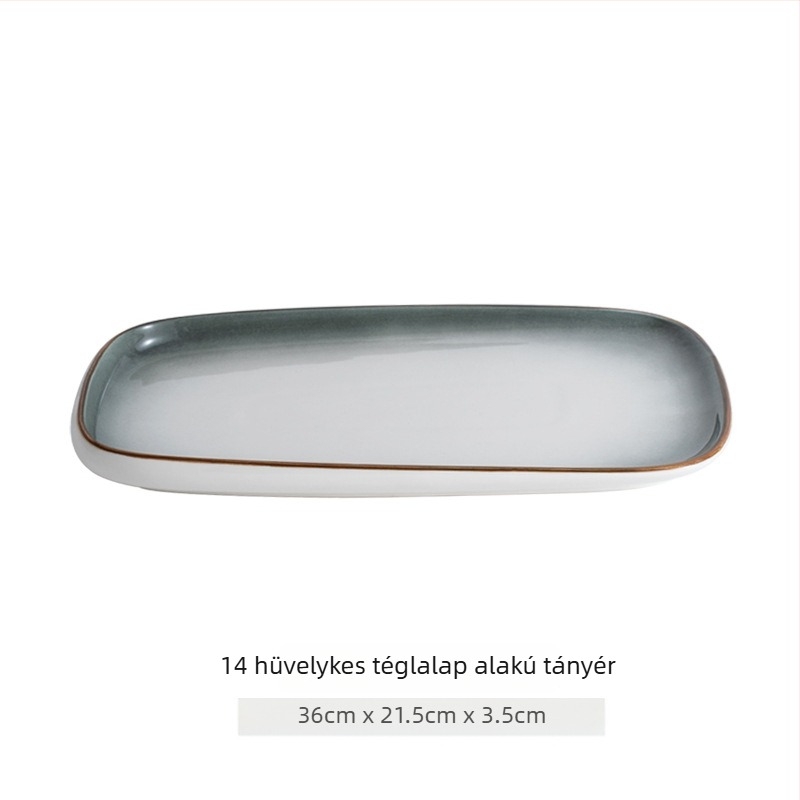 Szabálytalan formájú halas tál párolt halhoz – új csont porcelán kerámia, gradiens mintázat, kínai stílus, éttermi tálaláshoz