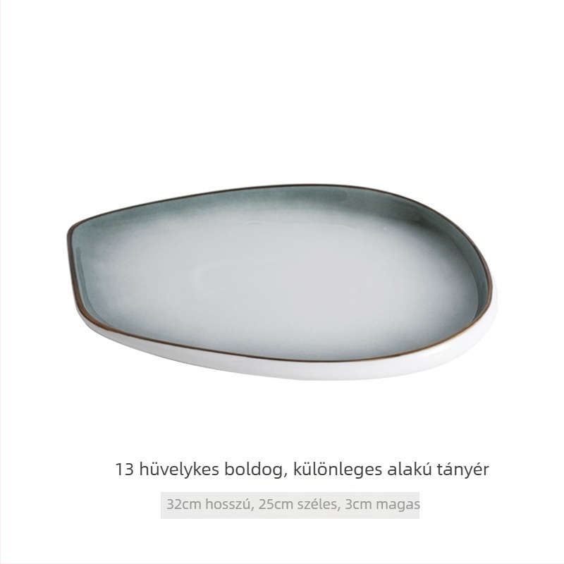 Szabálytalan formájú halas tál párolt halhoz – új csont porcelán kerámia, gradiens mintázat, kínai stílus, éttermi tálaláshoz