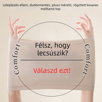 Plusz méretű váll nélküli bandeau melltartó, varrás nélküli, bőrbarát, könnyű, szép hátsó vonal.