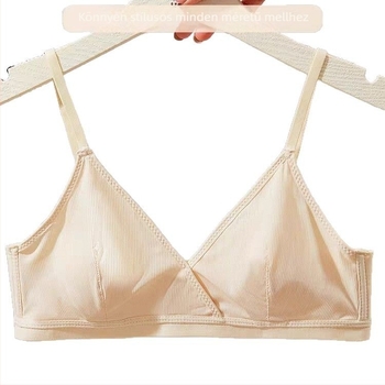 Női ultra vékony drót nélküli melltartó háromszög kosárral, nylon anyagból, pamut bélés, ultra vékony formázott kosár, hátoldali három sor zárás, fix és dupla vállpántok, lélegző és kényelmes