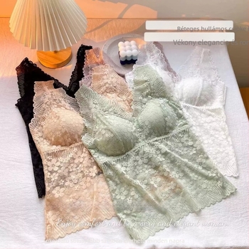 Női latexből készült fehérnemű csipkével, francia stílusú, vezeték nélküli melltartó, tubus felső