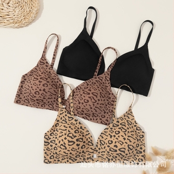 Leopard mintás vezeték nélküli melltartó, elöl záródó, nőknek, formázza az oldalsó kebleket, felhúz és támogatja, megelőzi a megereszkedést.