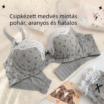 Nylon melltartó francia virágos csipkés mintával; formázott kosár, felső rész vékony, alsó rész vastag; fix vállpántok; hátul négy sor kapocs; bélés 30–50% spandex.