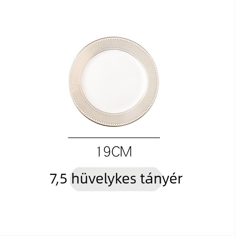Porcelán lapos tányér, kör étkezési tányér, 24–24,9 cm átmérő, több mintázat, könnyed luxus stílus