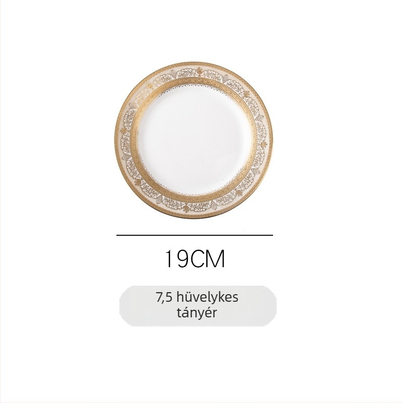 Porcelán lapos tányér, kör étkezési tányér, 24–24,9 cm átmérő, több mintázat, könnyed luxus stílus