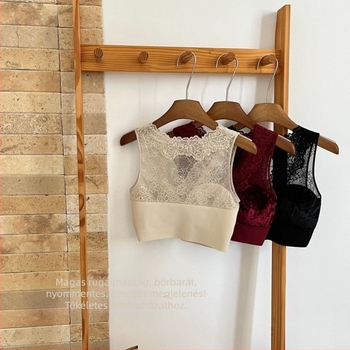 Kristályos velúr csipkével készült bralette, fix kosárral, francia stílusú hátsó részzel, koreai hatású hátsó rész, V-nyakú wrap-top nőknek