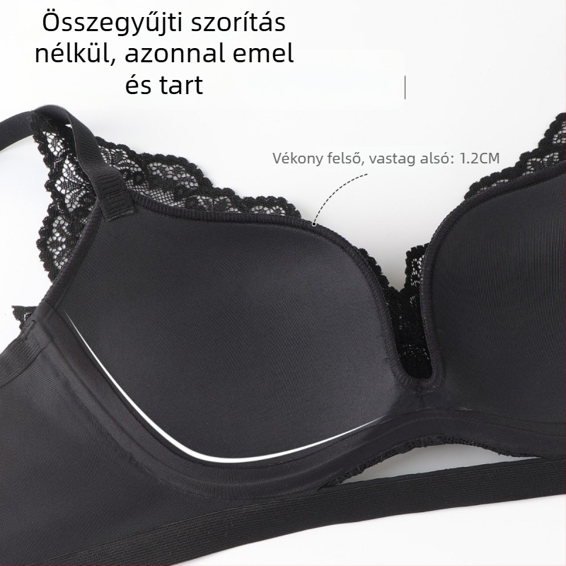 Francia csipkés melltartó kismellű nőknek, szexi stílus, drót nélküli, emelő hatás, 3/4 kosár