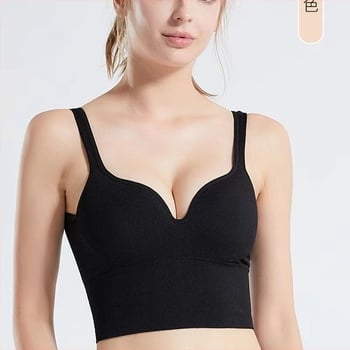 Hosszú vonalú, vezeték nélküli sportmelltartó, 3/4 kosár, habszivacs töltés, nylon anyag, dupla vállpántok, alkalmas jóga és alvás