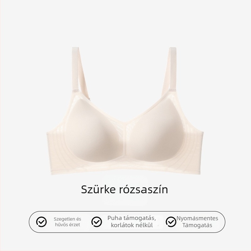 Nylon melltartó acélcső nélkül, vékony formázott kosár, rögzített dupla vállpántok, hátul három sor kampó zárás, lélegző kényelem