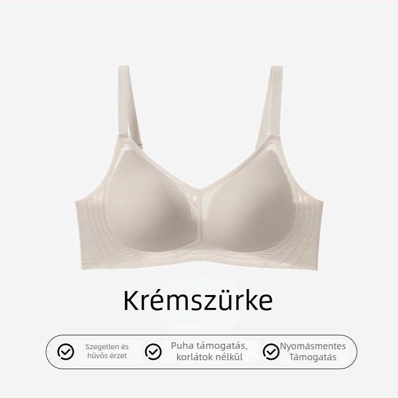 Nylon melltartó acélcső nélkül, vékony formázott kosár, rögzített dupla vállpántok, hátul három sor kampó zárás, lélegző kényelem