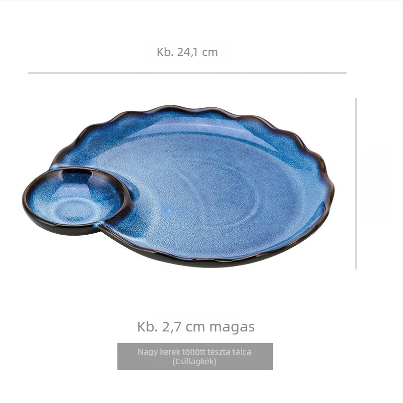Light Luxury Retro Porcelán gyoza tál ecetes tálkával, szelet alakú, mikrohullámú sütőben használható, logó nyomtatva, testreszabás lehetséges