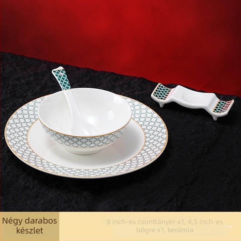 Szállodai asztali szett porcelánból, geometriai, magas minőségű dizájn, overglaze szín, testreszabható